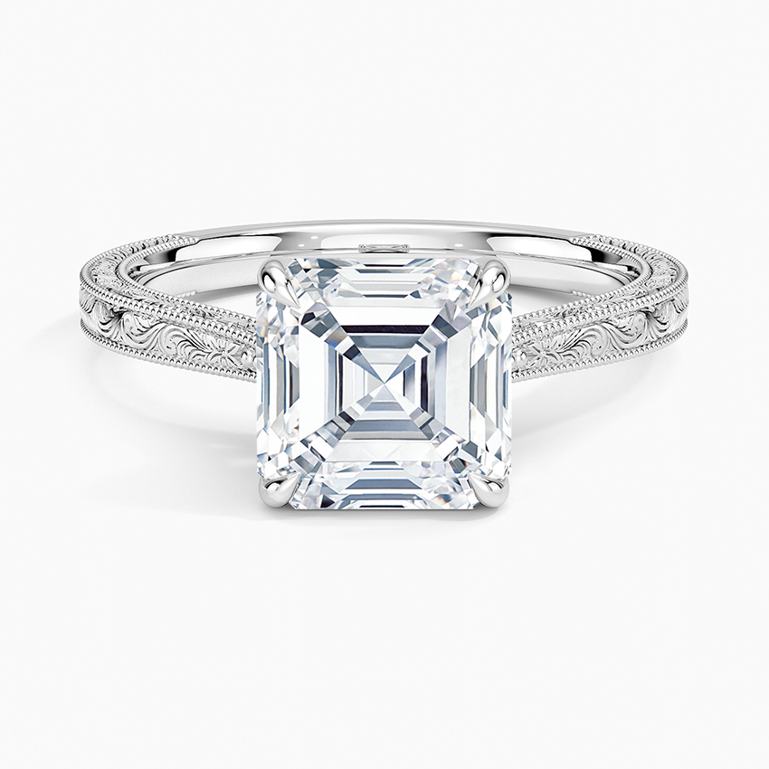 Sage Asscher lab-grown diamond ring, top, 2 ct