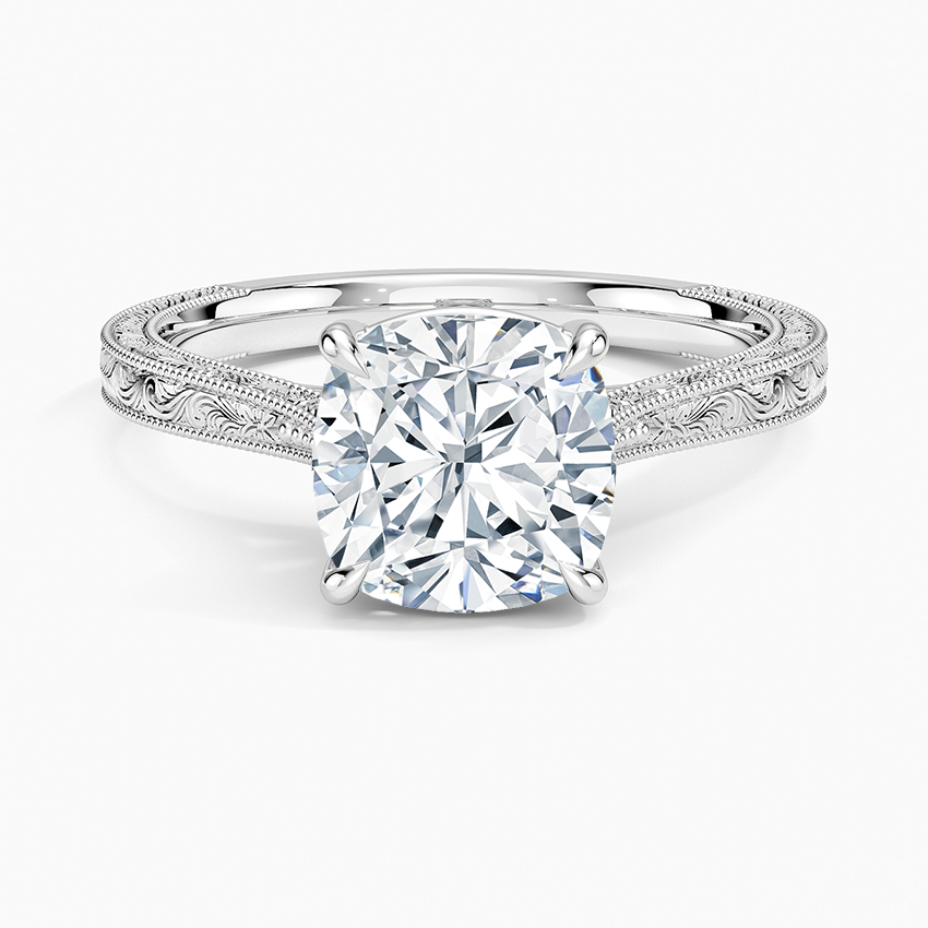 Muir Beach Cushion lab-grown diamond ring, top, 2 ct
