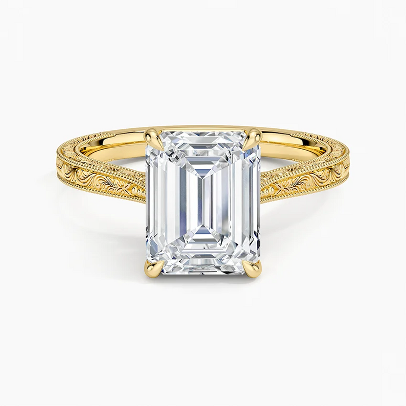Laurel Emerald lab-grown diamond ring, top view, 2 carat
