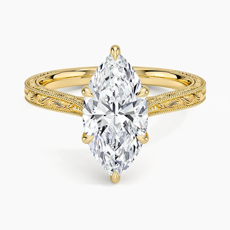 San Juan Marquise lab-grown diamond ring, top view, 2 carat