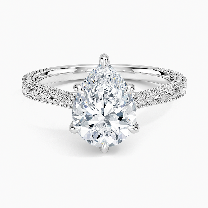Silverton Pear lab-grown diamond ring, top, 2 ct
