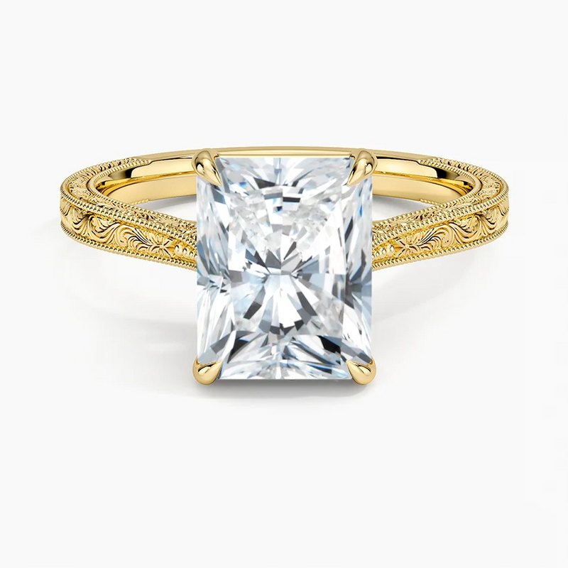 Rockport Radiant lab-grown diamond ring, top view, 2 carat
