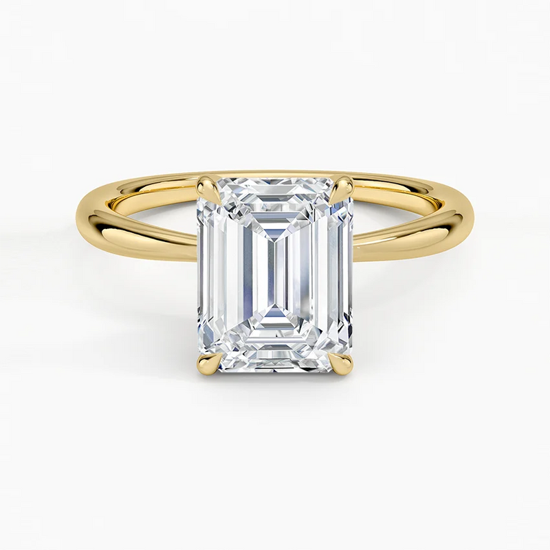 Heather Emerald lab-grown diamond ring, top view, 2 carat