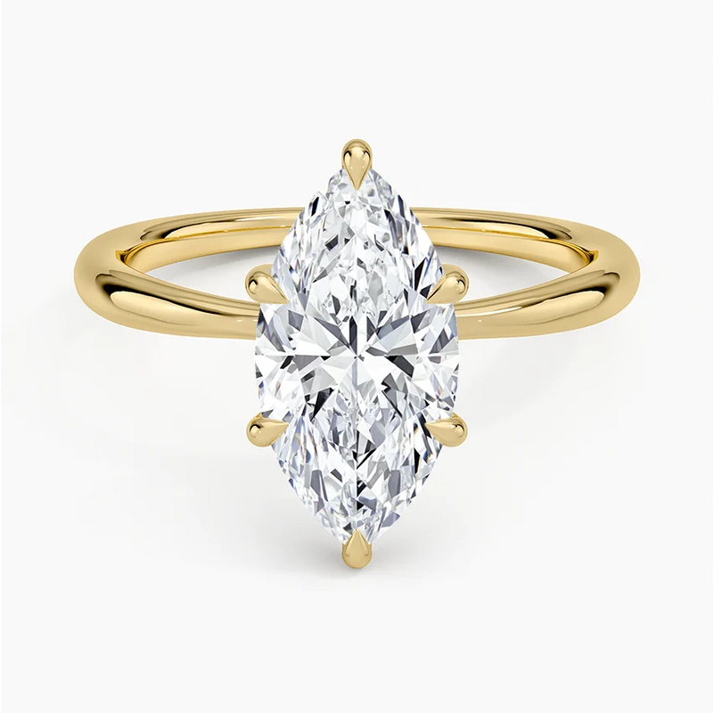 Wisteria Marquise lab-grown diamond ring, top view, 2 carat