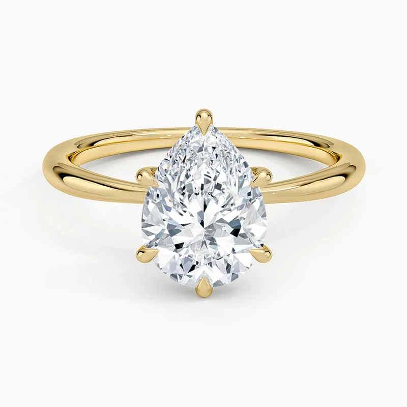 Half Moon Bay Pear lab-grown diamond ring, top view, 2 carat