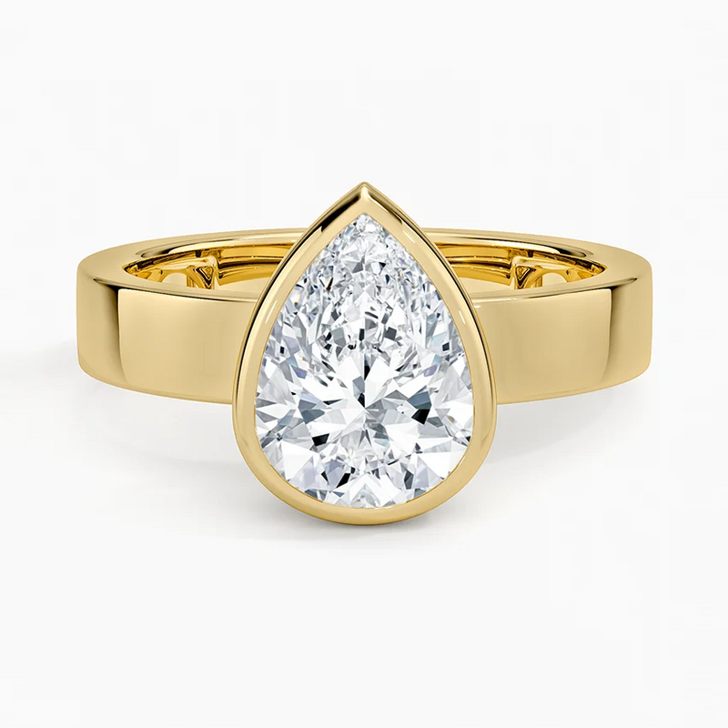 Varenna Pear lab-grown diamond ring, top view, 2 carat
