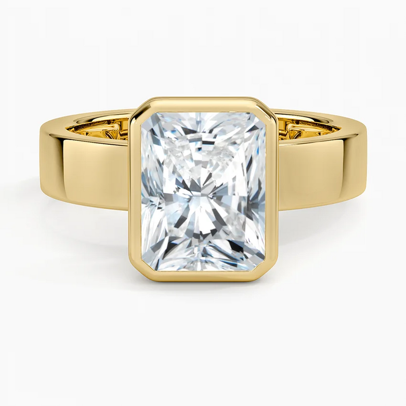 Emerald Lake Radiant lab-grown diamond ring, top view, 2 carat
