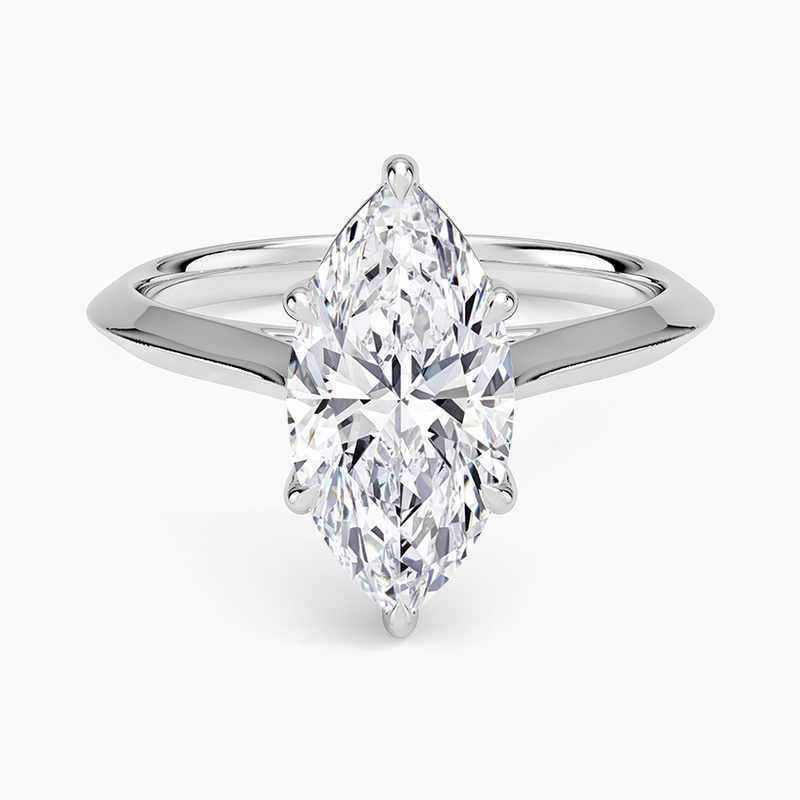 Swan Marquise lab-grown diamond ring, top view, 2 carat