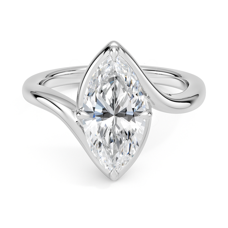 Starlight Marquise lab-grown diamond ring, top view, 2 carat