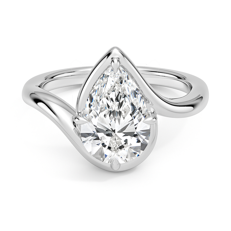 Horizon Pear lab-grown diamond ring, top view, 2 carat