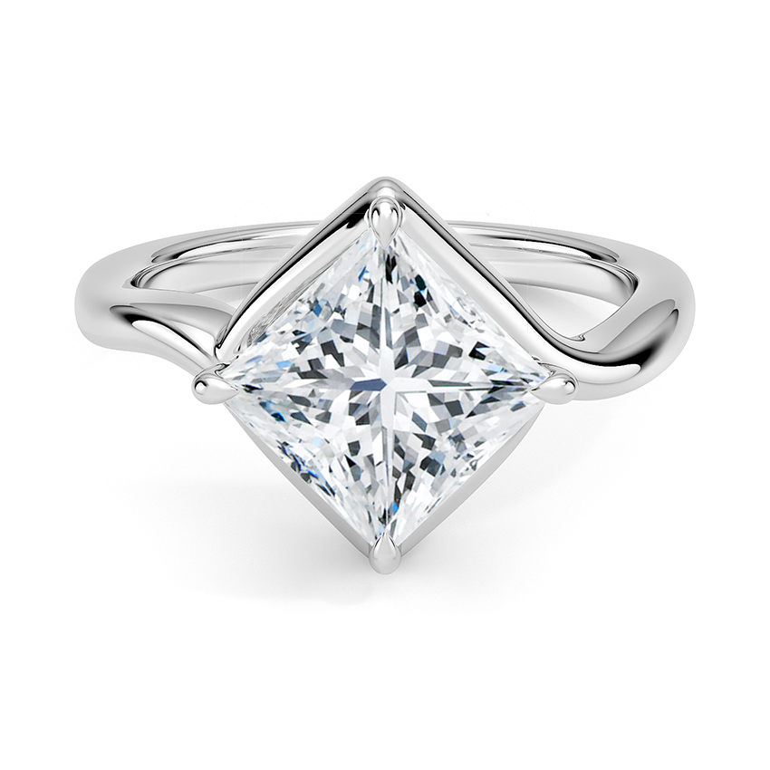 Daybreak Princess lab-grown diamond ring, top view, 2 carat