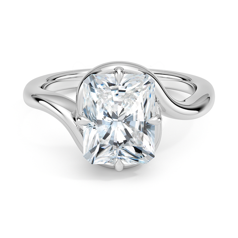 Meadow Radiant lab-grown diamond ring, top view, 2 carat