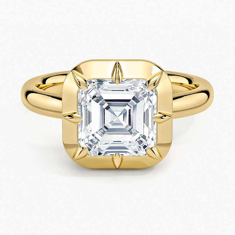 Stresa Asscher lab-grown diamond ring, top view, 2 carat