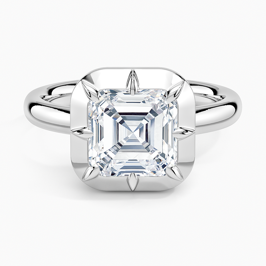 Stresa Asscher lab-grown diamond ring, top, 2 ct