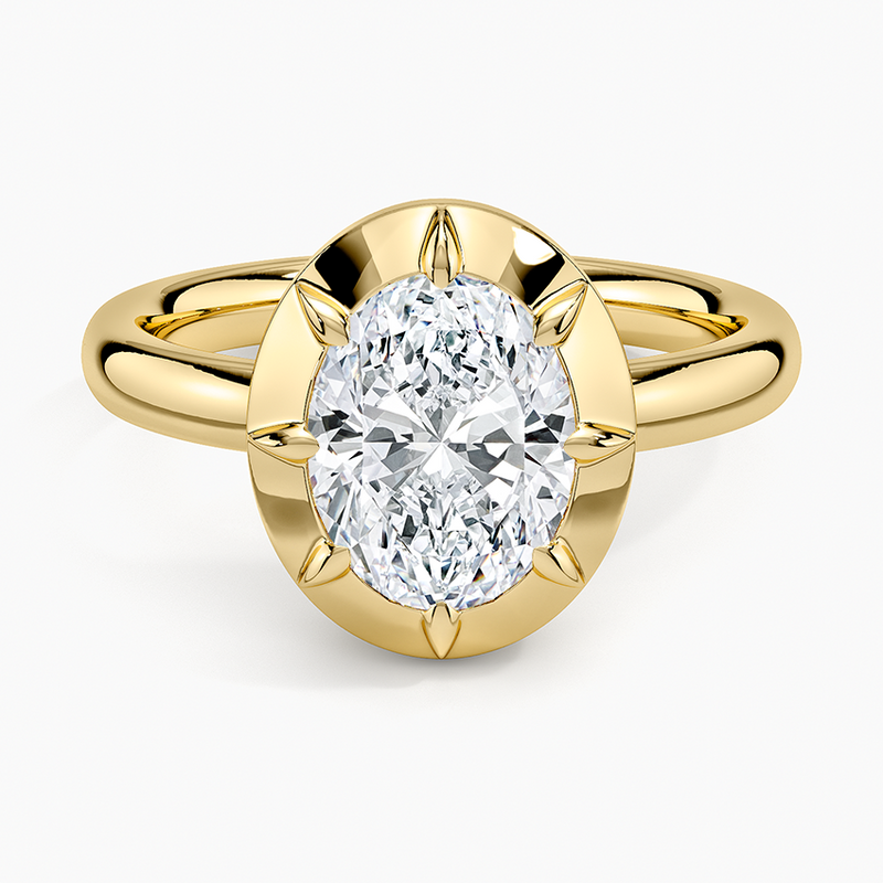 Santa Cruz Oval lab-grown diamond ring, top view, 2 carat