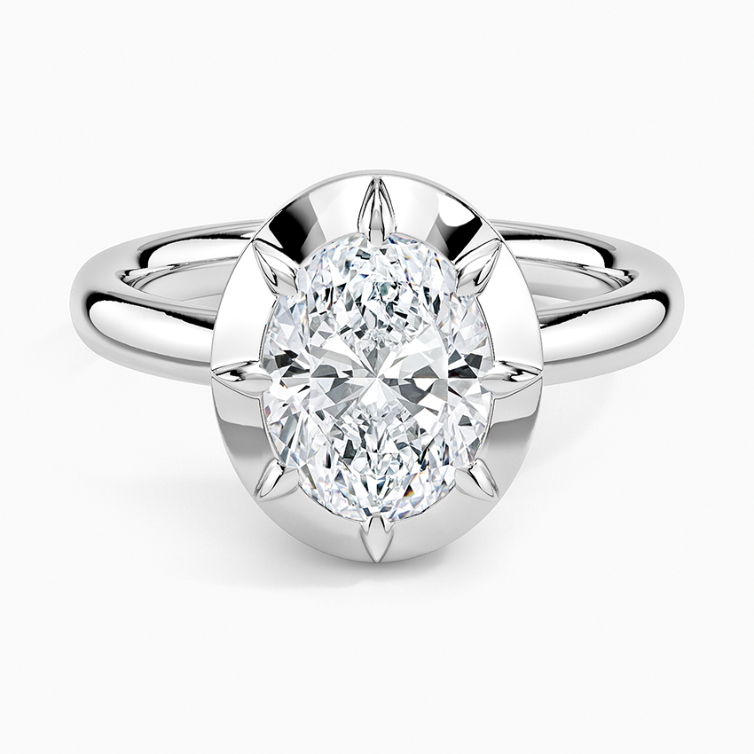 Santa Cruz Oval lab-grown diamond ring, top, 2 ct