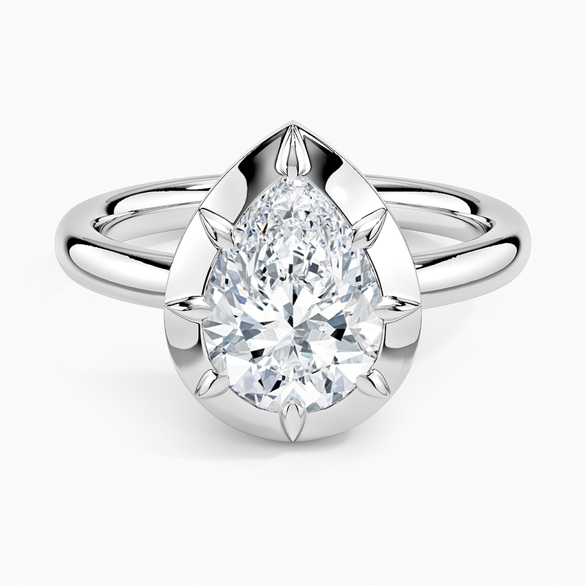 Tide Pear lab-grown diamond ring, top, 2 ct