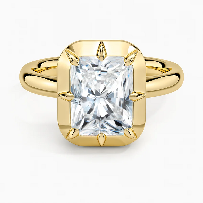 Sunrise Radiant lab-grown diamond ring, top view, 2 carat