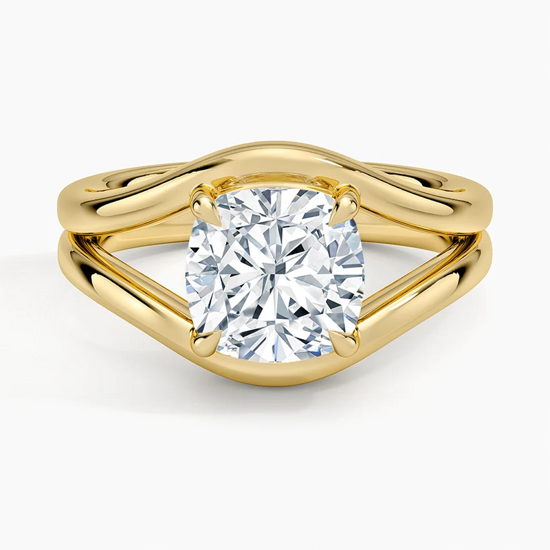 Boca Grande Cushion lab-grown diamond ring, top view, 2 carat