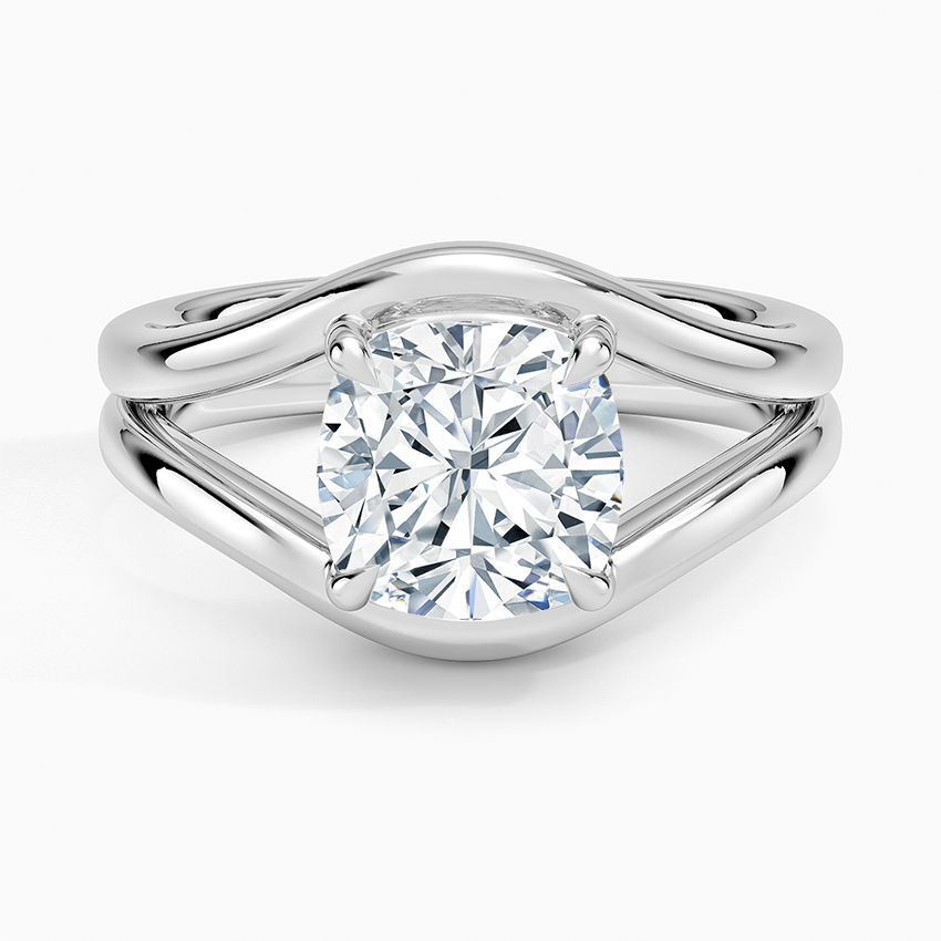 Boca Grande Cushion lab-grown diamond ring, top, 2 ct