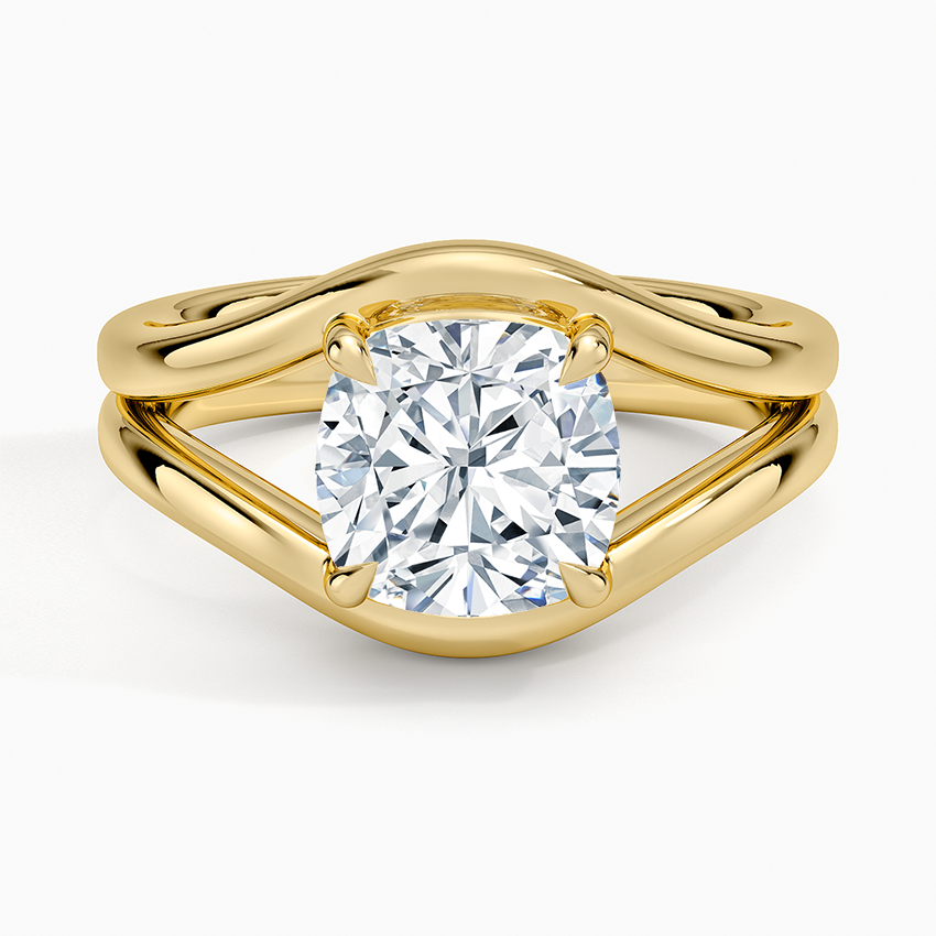 Boca Grande Cushion lab-grown diamond ring, top, 2 ct