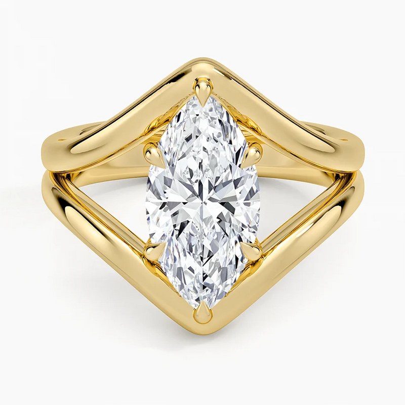 Breeze Marquise lab-grown diamond ring, top view, 2 carat