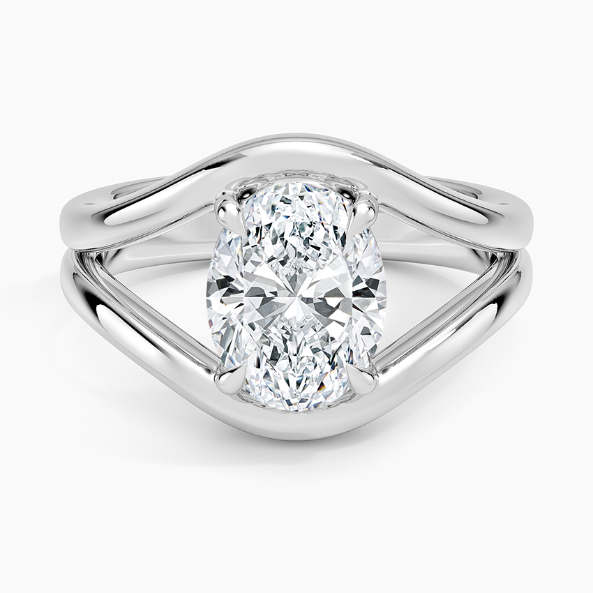 Cloud Oval lab-grown diamond ring, top, 2 ct