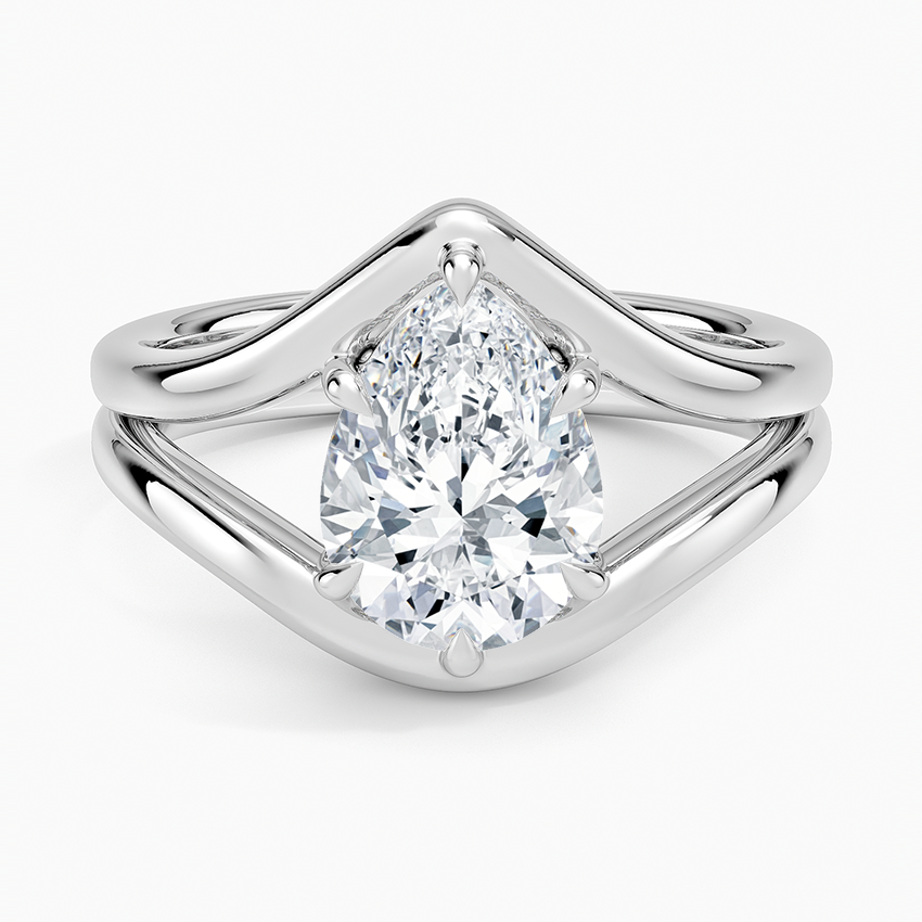 Snow Pear lab-grown diamond ring, top, 2 ct