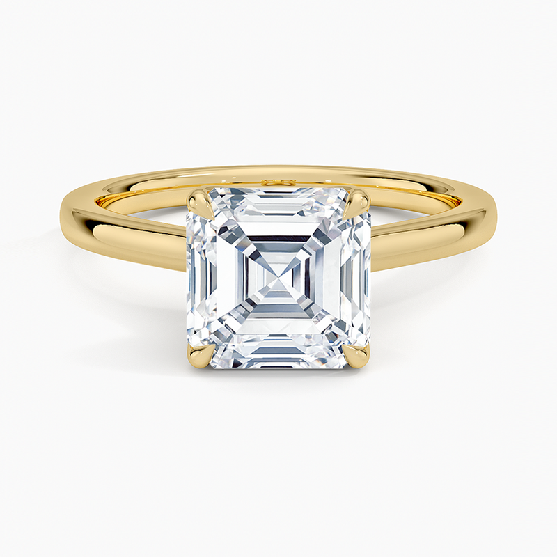 Gig Harbor Asscher lab-grown diamond ring, top view, 2 carat