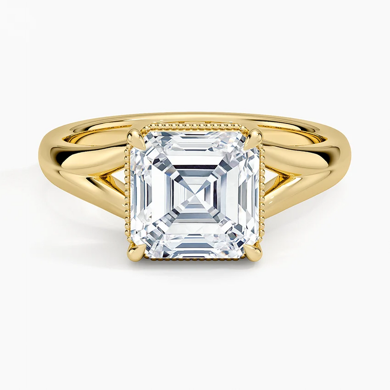 Elise Asscher lab-grown diamond ring, top view, 2 carat