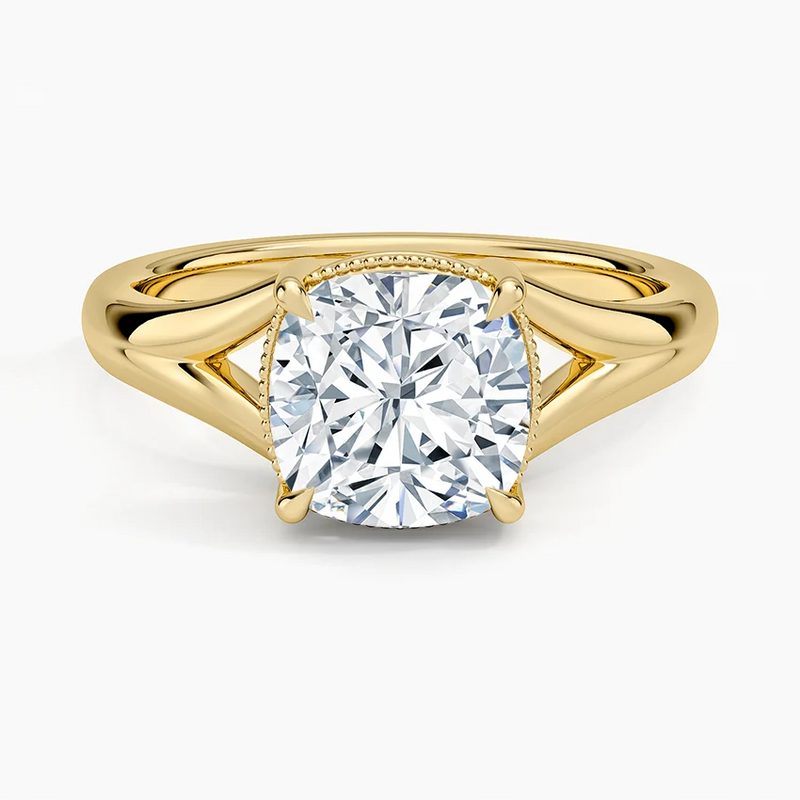 Morro Bay Cushion lab-grown diamond ring, top view, 2 carat