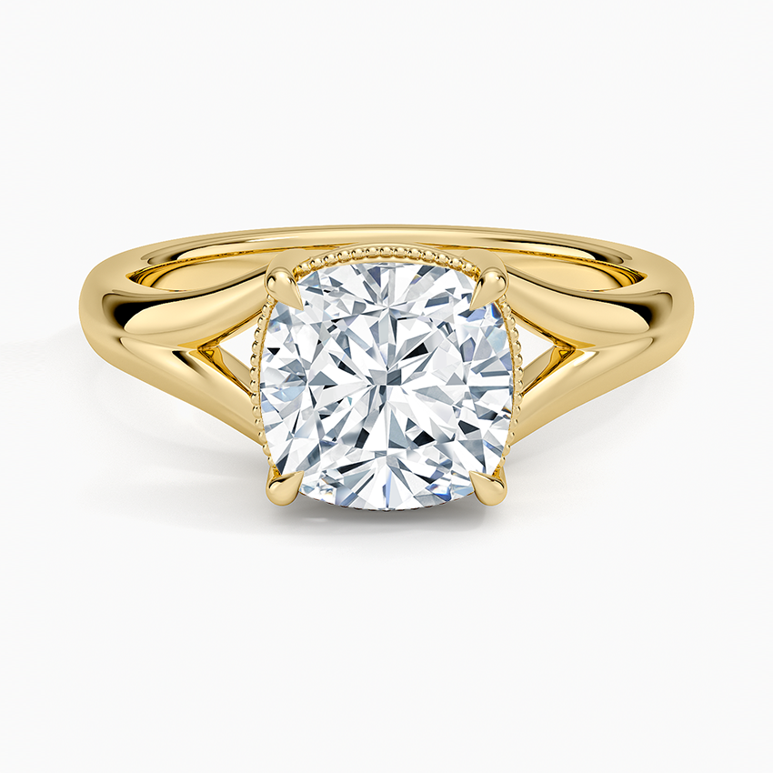 Morro Bay Cushion lab-grown diamond ring, top, 2 ct