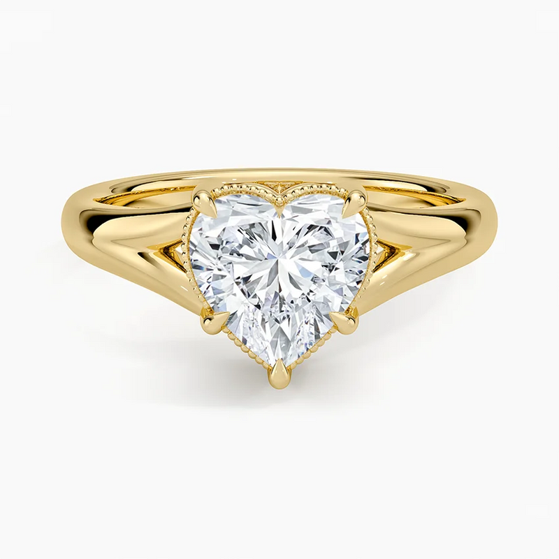 Margot Heart lab-grown diamond ring, top view, 2 carat