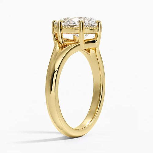 Amelia Pear lab-grown diamond ring, side view, 2 carat