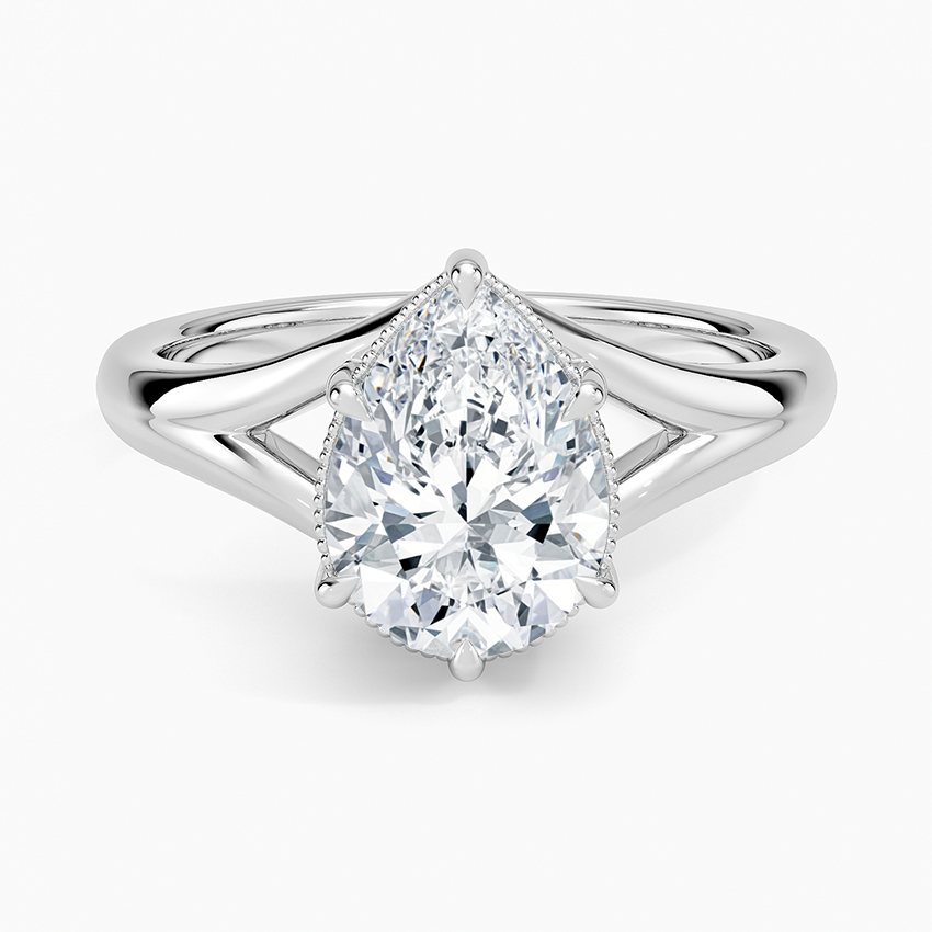 Amelia Pear lab-grown diamond ring, top, 2 ct