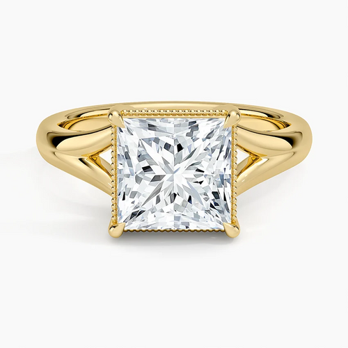 Anna Maria Princess lab-grown diamond ring, top view, 2 carat