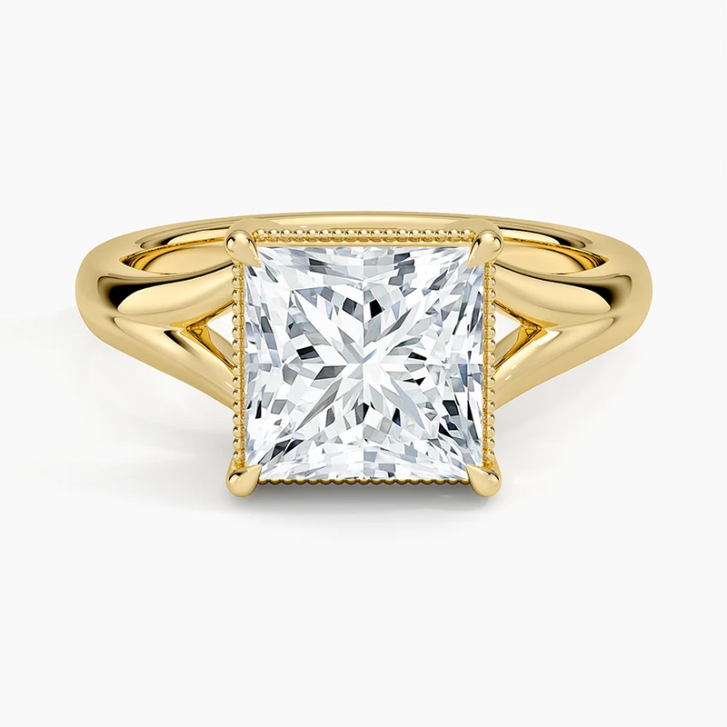 Anna Maria Princess lab-grown diamond ring, top view, 2 carat