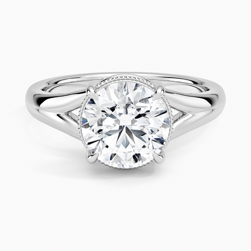 Cascade Round lab-grown diamond ring, top, 2 ct