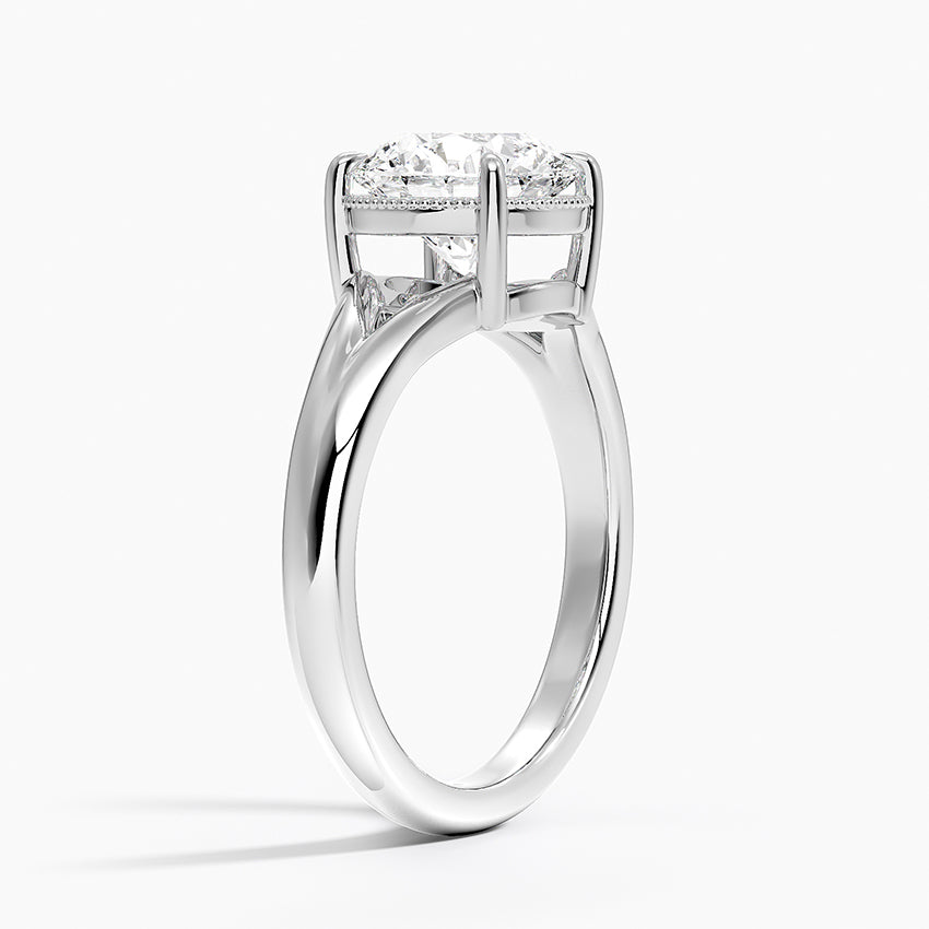 Cascade Round lab-grown diamond ring, side1, 2 ct