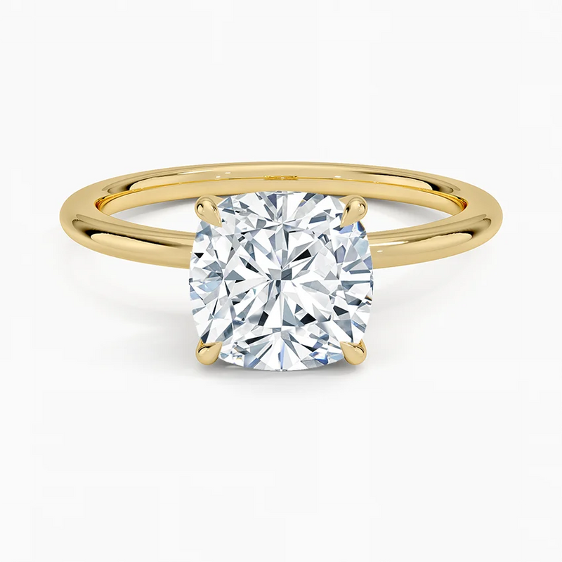 Caroline Cushion lab-grown diamond ring, top view, 2 carat