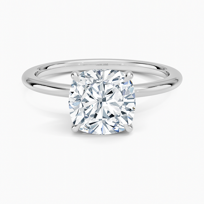Caroline Cushion lab-grown diamond ring, top, 2 ct