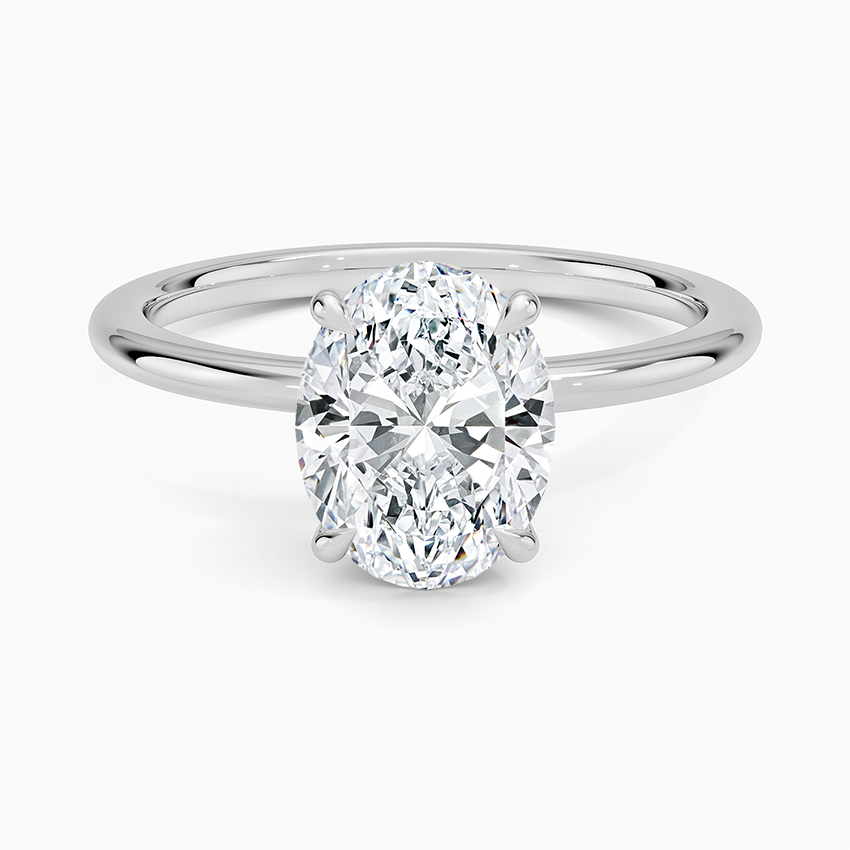 Gold Beach Oval lab-grown diamond ring, top, 2 ct