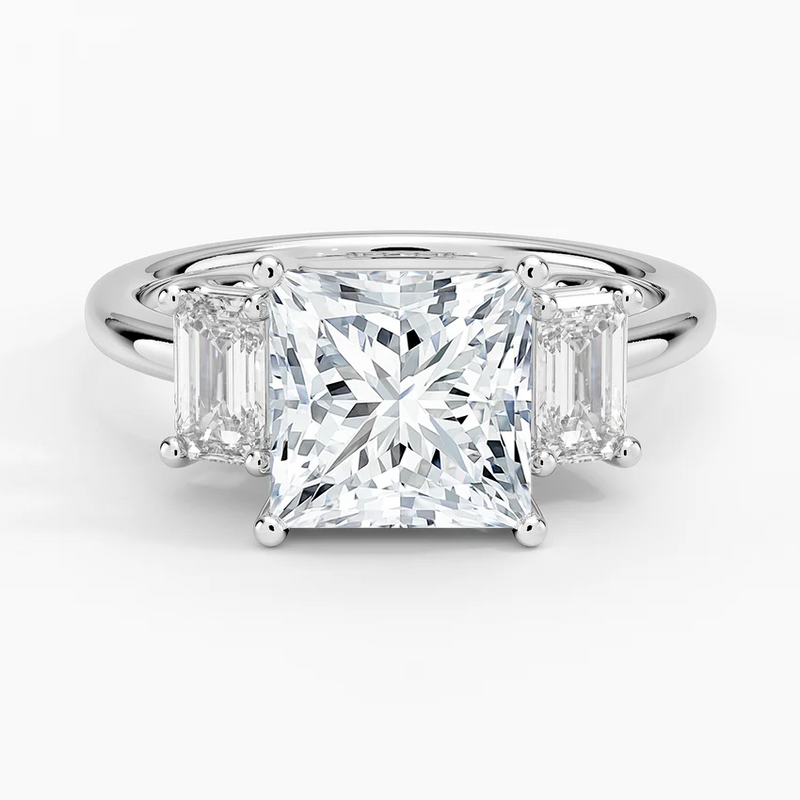 Helena Princess lab-grown diamond ring, top view, 2 carat