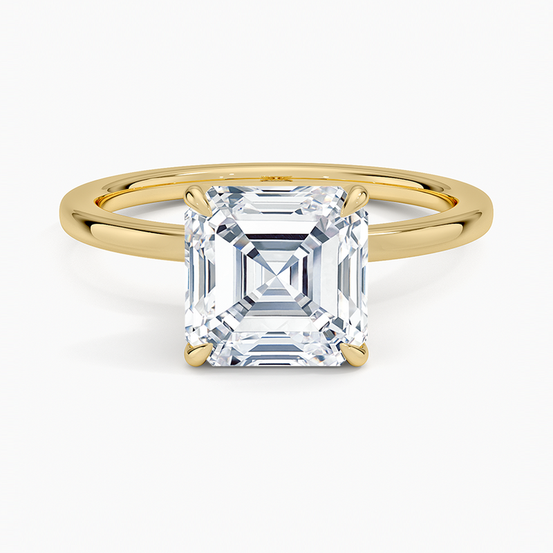 Katherine Asscher lab-grown diamond ring, top view, 2 carat