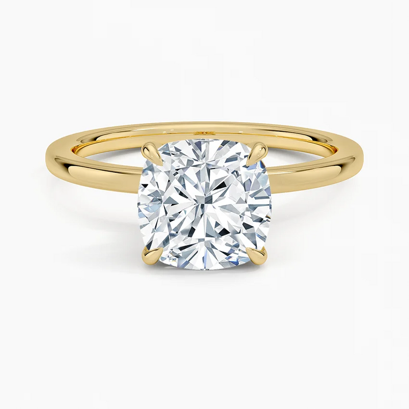 Louisa Cushion lab-grown diamond ring, top view, 2 carat