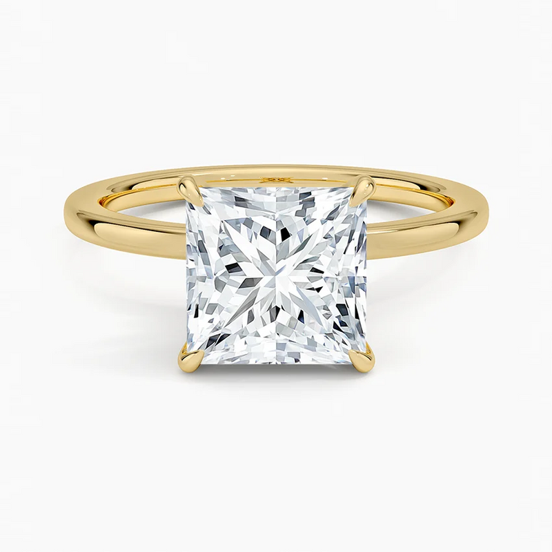 Olivia Princess lab-grown diamond ring, top view, 2 carat