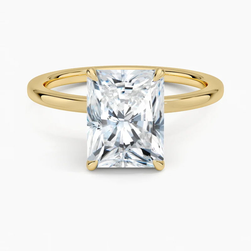 Siesta Key Radiant lab-grown diamond ring, top view, 2 carat