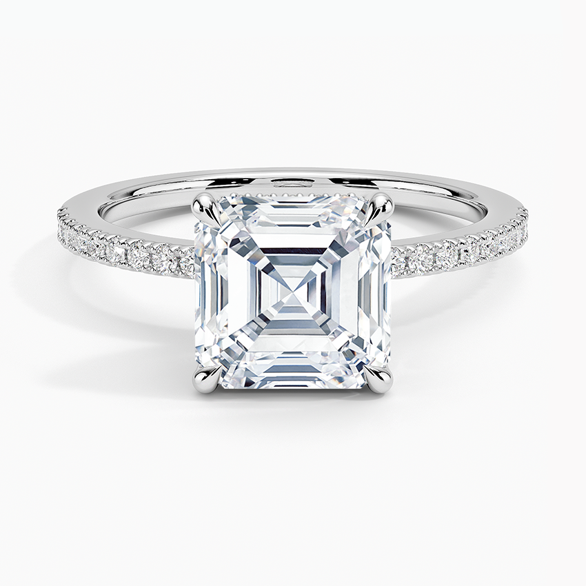 Exuma Asscher lab-grown diamond ring, top, 2 ct