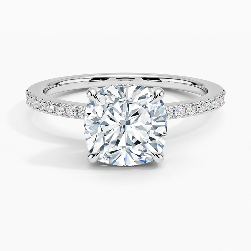 Rebecca Cushion lab-grown diamond ring, top view, 2 carat