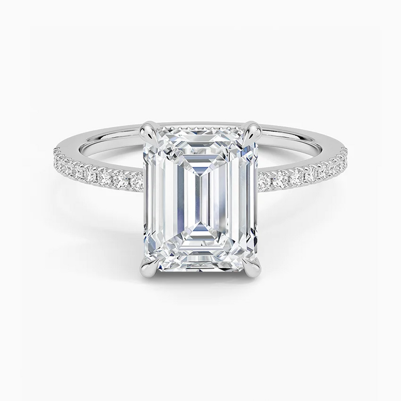 Sophia Emerald lab-grown diamond ring, top view, 2 carat